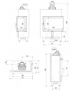 Kratki LUCY 12 SLIM BS pravé presklenie - krbová vložka rohová