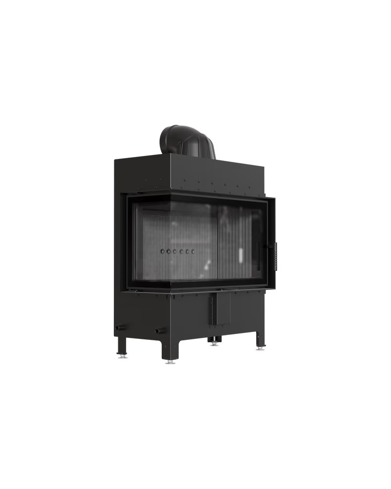 Kratki LUCY 14 BS ľavé presklenie, čierne ohnisko - krbová vložka rohová