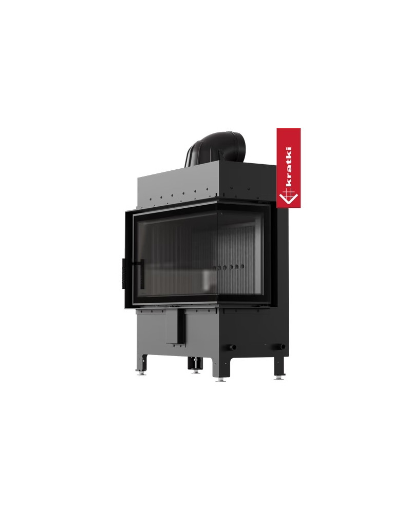 Kratki LUCY 14 BS pravé presklenie, čierne ohnisko - krbová vložka rohová