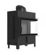 Kratki LUCY 14 BS pravé presklenie, čierne ohnisko - krbová vložka rohová