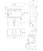 Kratki LUCY 14 BS pravé presklenie, čierne ohnisko - krbová vložka rohová
