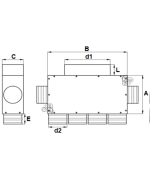 Rozdeľovací box GM s obdĺžnikovým výstupom 6x90/200x90 izolovaný
