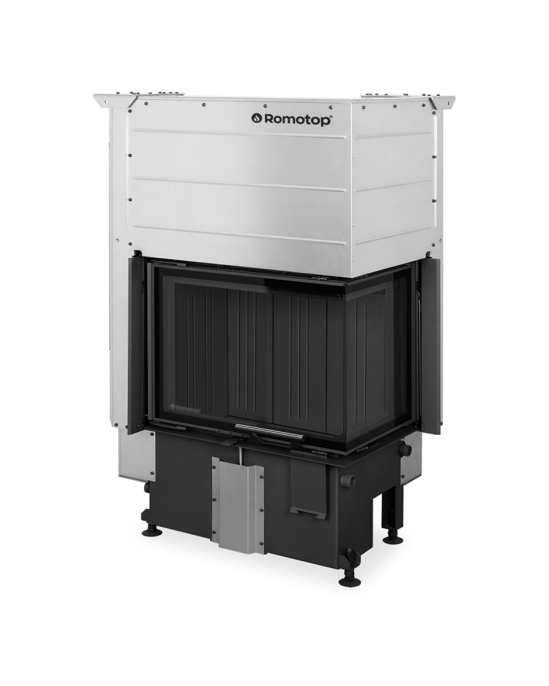 ROMOTOP IMPRESSION R 3G L 63.51.38.16 čierne ohnisko – Rohová krbová vložka s výsuvnými dvierkami