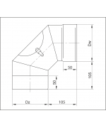 Koleno ø200/90° pevné s revíznym otvorom, nerez | 0,8 mm
