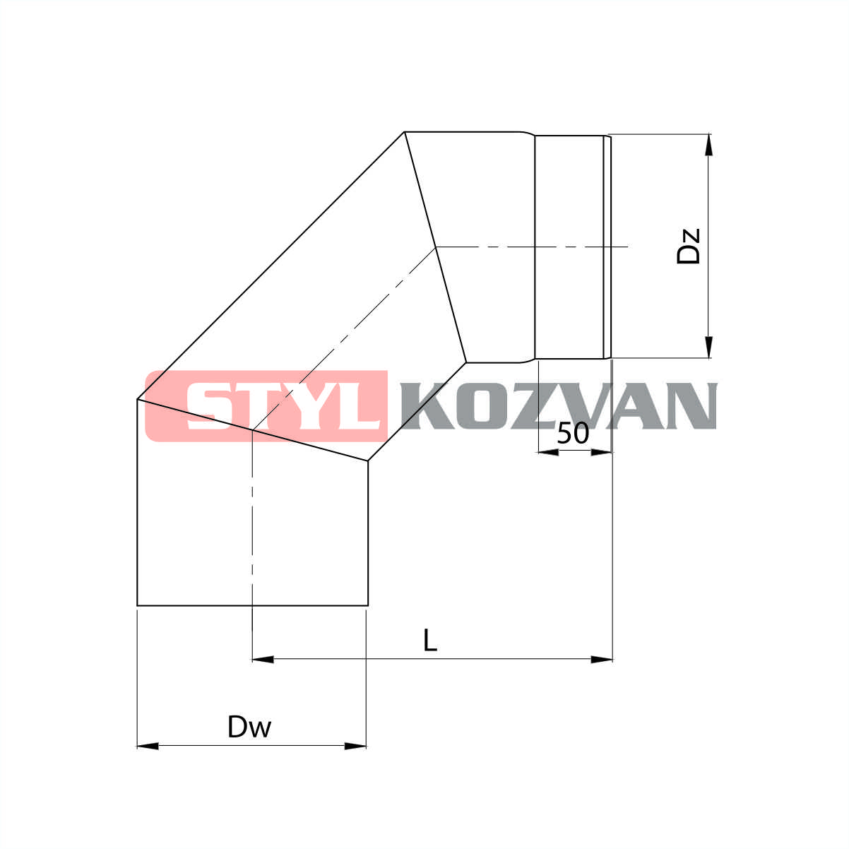 Prodmax Dymovody | Koleno 90° ø120 mm dymovod| oceľ 2 mm OJ05/120