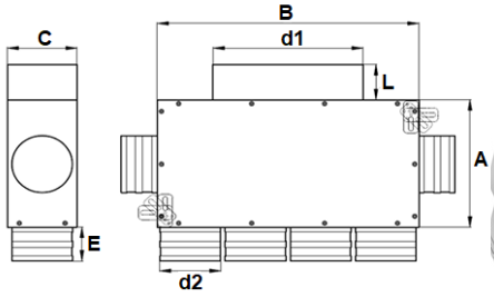 PRODMAXGM | Rozdeľovací box GM s obdĺžnikovým výstupom 6x75/200x50 izolovaný SK 6x75/200x50/GM/I