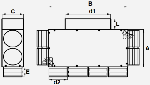 PRODMAXGM | Rozdeľovací box GM s obdĺžnikovým výstupom 8x75/200x50 SK 8x75/200x50/GM