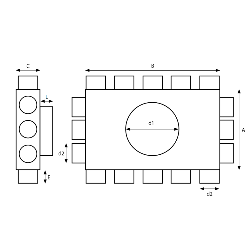 Prodmax | Rozdeľovací box s 16 vývodmi 16x63 mm/160 mm SK 16x63/160