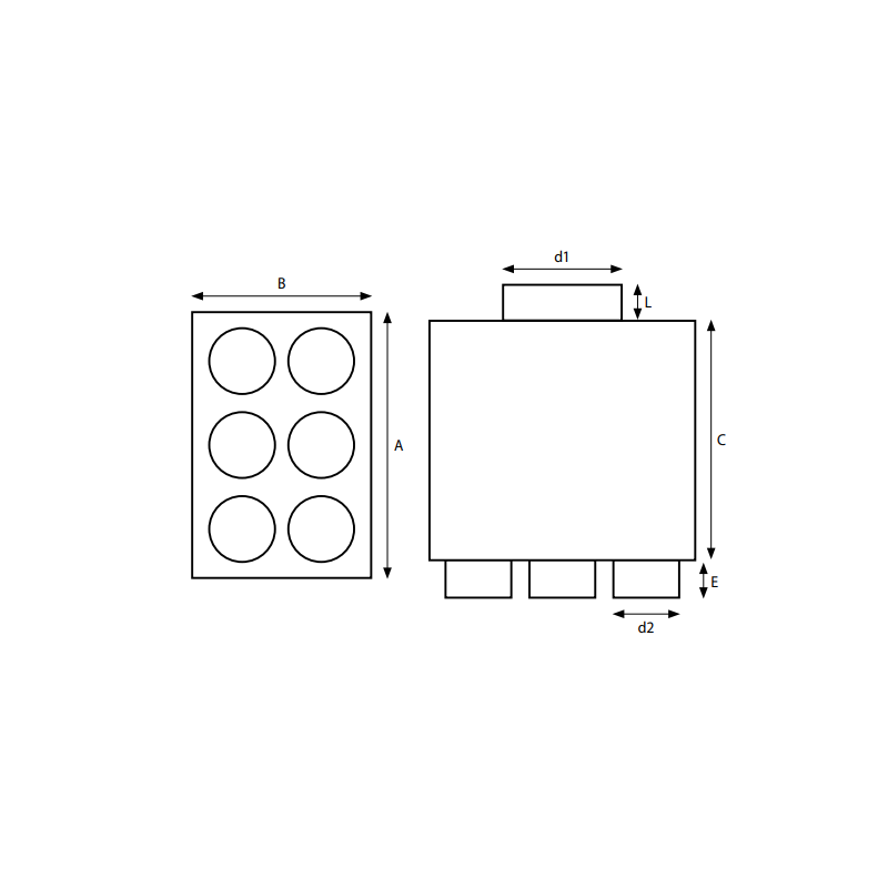 PRODMAXOC | Rozdeľovací box dvojradový 6×75/160 izolovaný SK 6x75/160DI